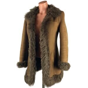 Genuine Shearling Sheepskin Penny Lane Leather Coat EU44